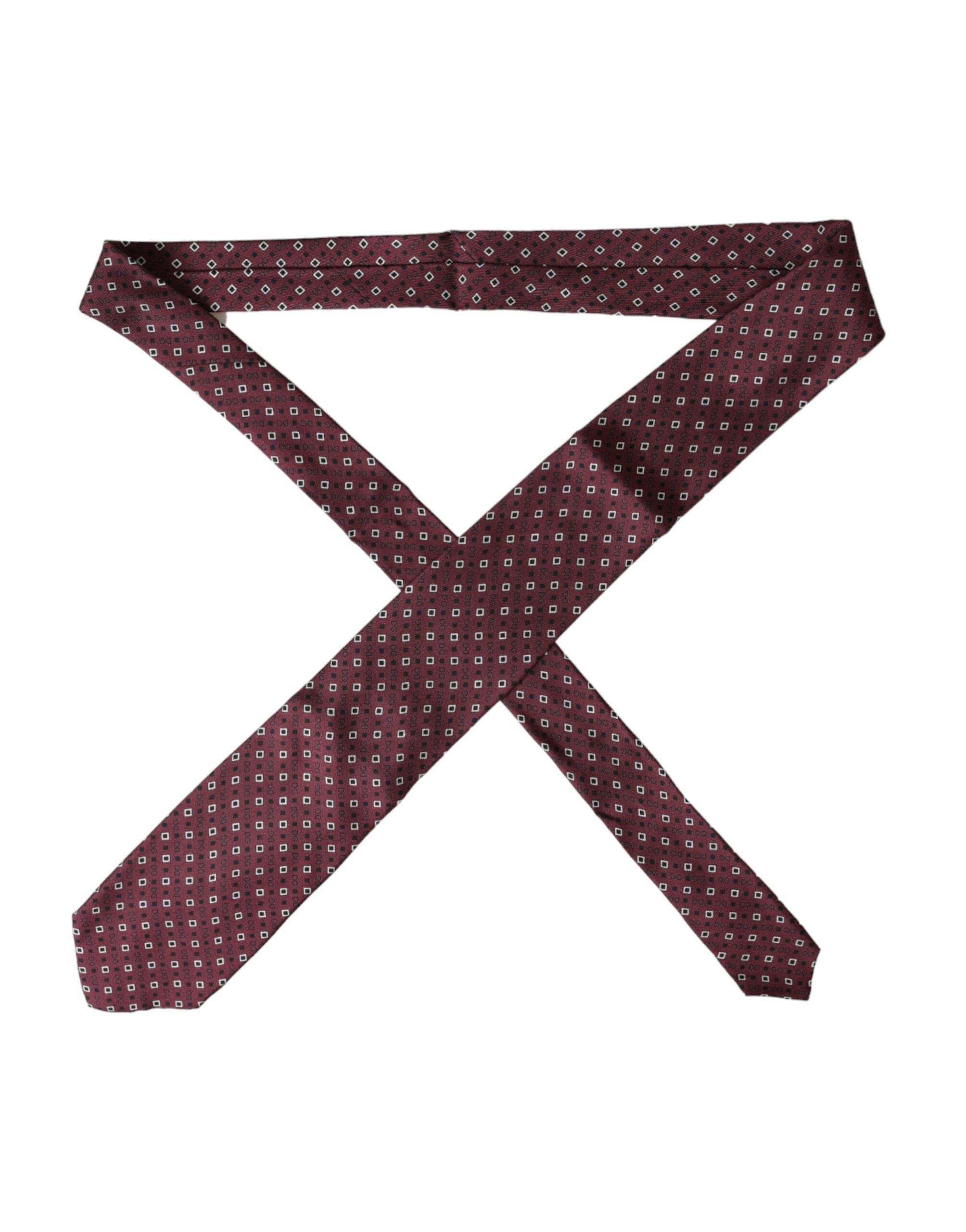 Dolce & Gabbana Maroon Silk Branded Logo Adjustable Men Tie - Hilstor