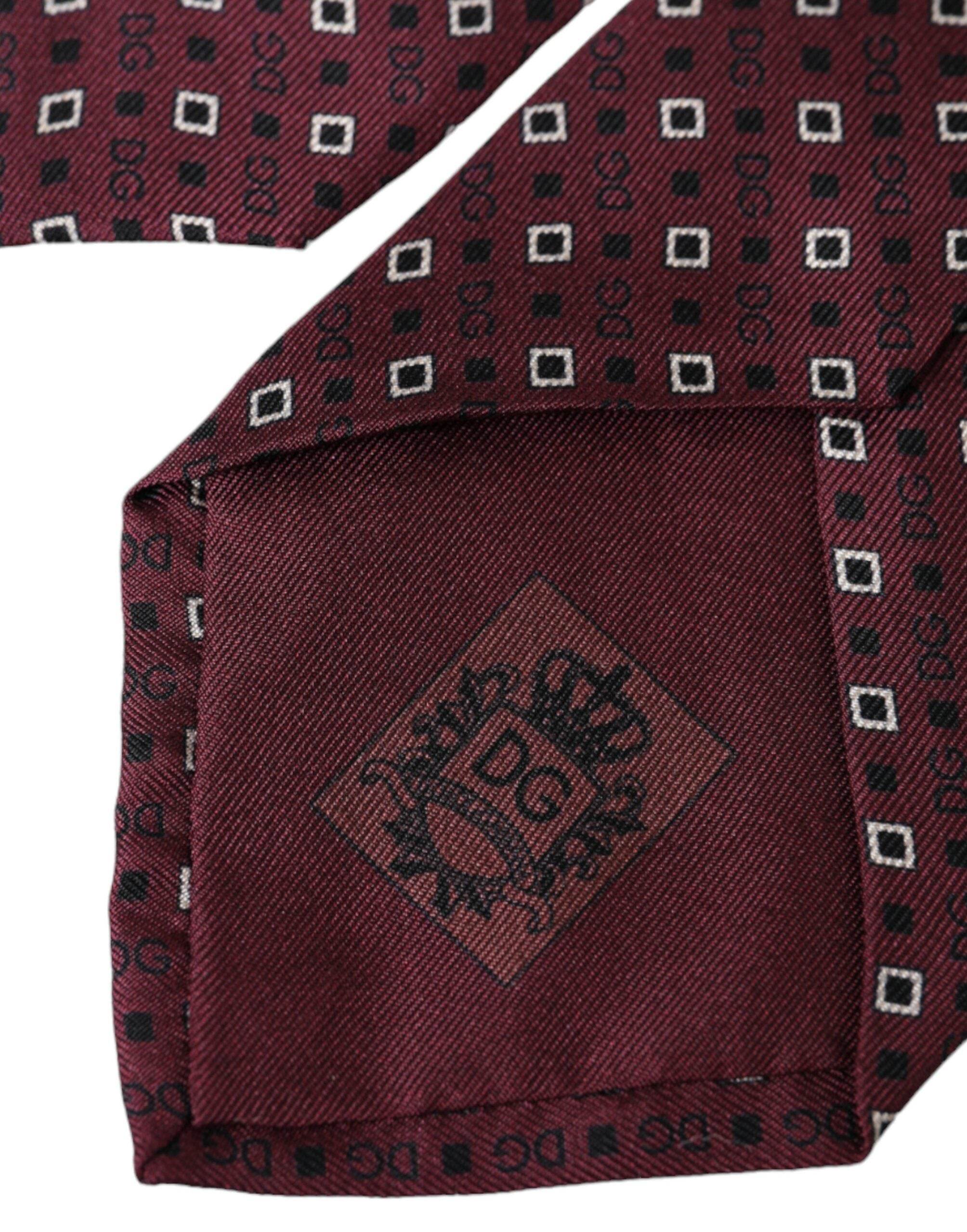 Dolce & Gabbana Maroon Silk Branded Logo Adjustable Men Tie - Hilstor