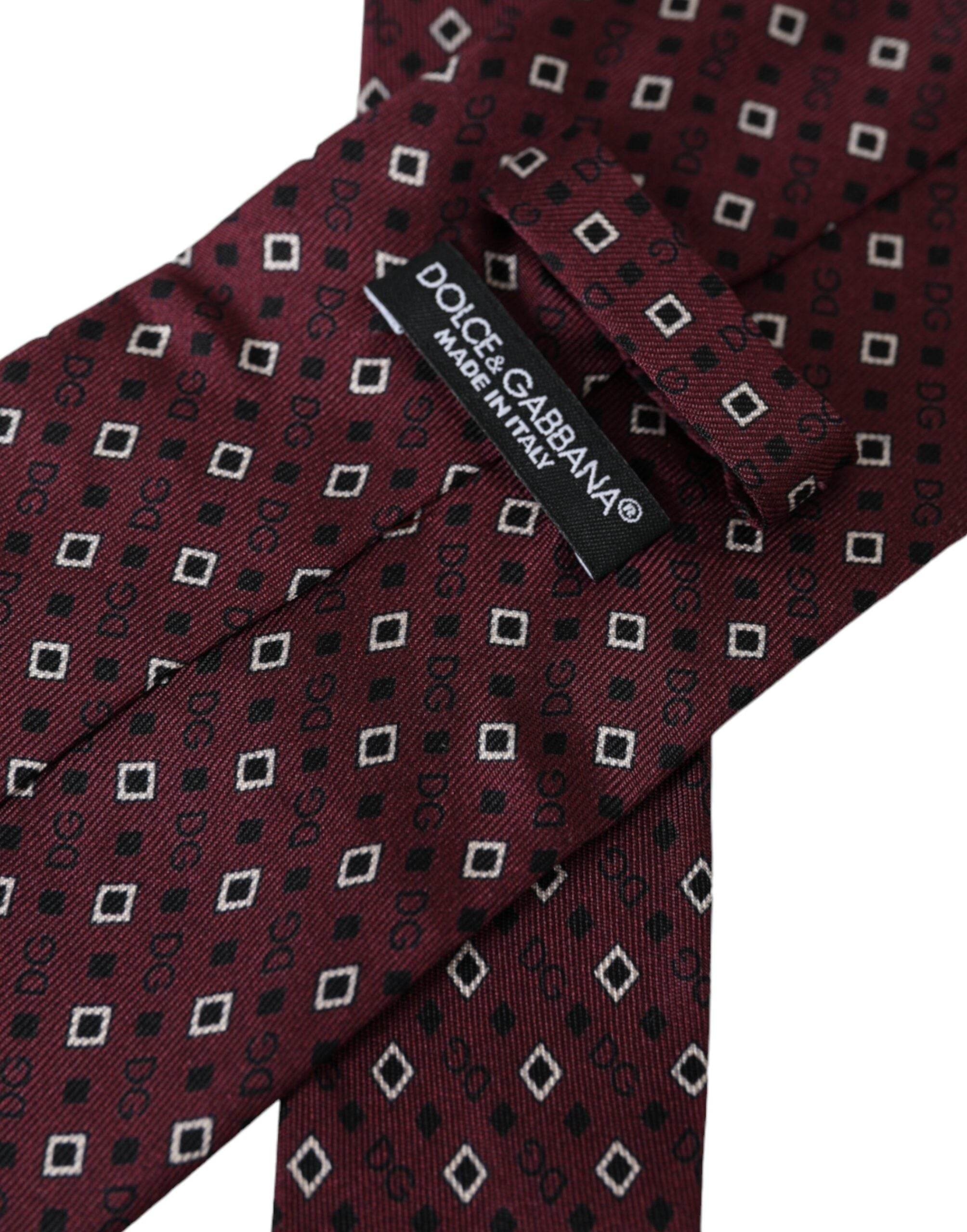 Dolce & Gabbana Maroon Silk Branded Logo Adjustable Men Tie - Hilstor
