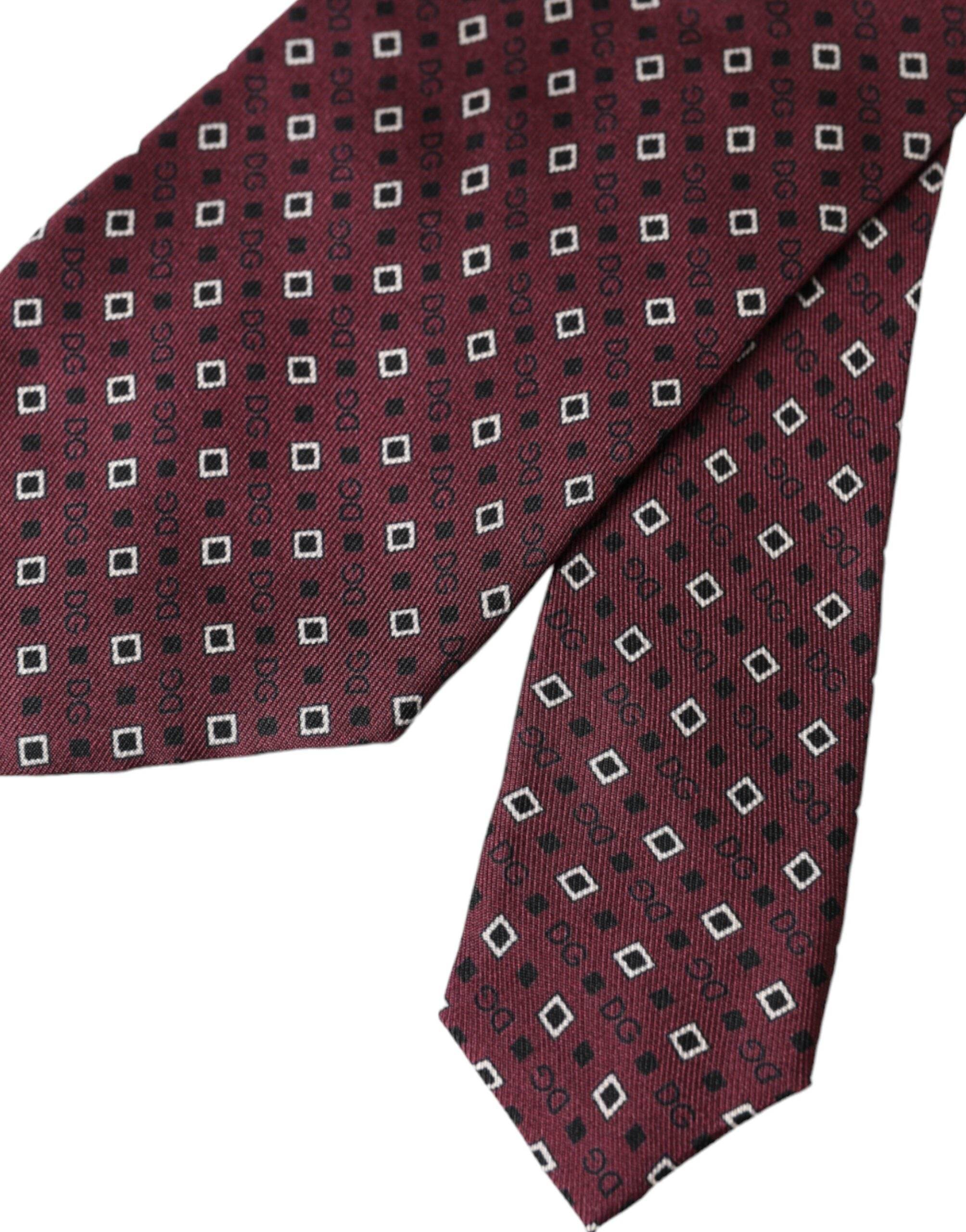 Dolce & Gabbana Maroon Silk Branded Logo Adjustable Men Tie - Hilstor
