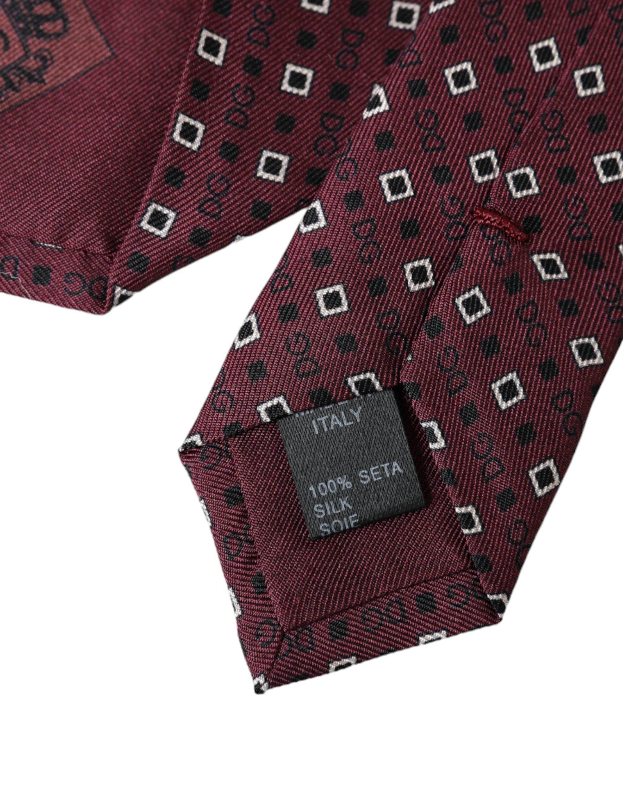 Dolce & Gabbana Maroon Silk Branded Logo Adjustable Men Tie - Hilstor