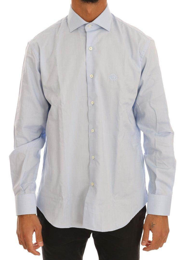 Cavalli Light Blue Cotton Dress Shirt - Hilstor