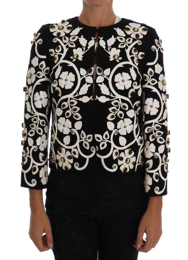 Dolce & Gabbana Black Baroque Floral Crystal Jacket - Hilstor