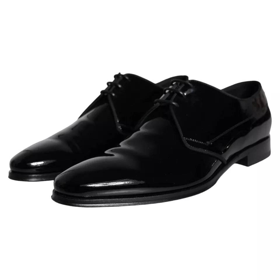 Dolce & Gabbana Black Calfskin Leather Derby Men Dress Shoes - Hilstor