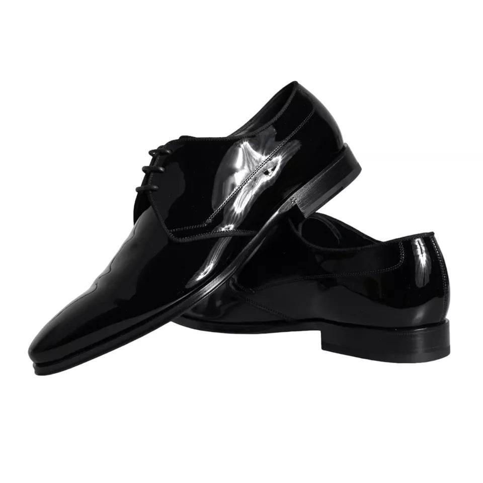 Dolce & Gabbana Black Calfskin Leather Derby Men Dress Shoes - Hilstor