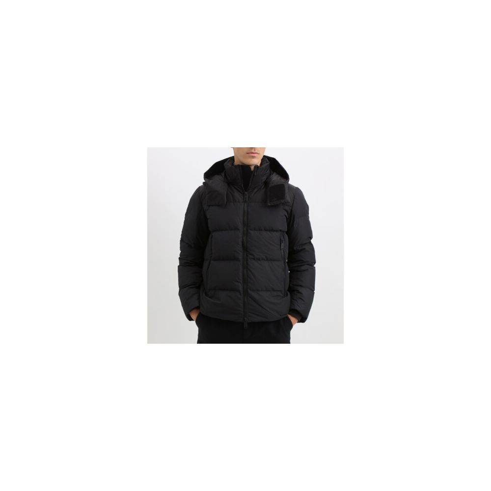 Add Black Polyester Men Jacket with Detachable Hood - Hilstor