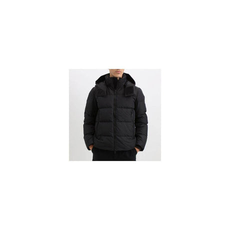 Add Black Polyester Men Jacket with Detachable Hood - Hilstor