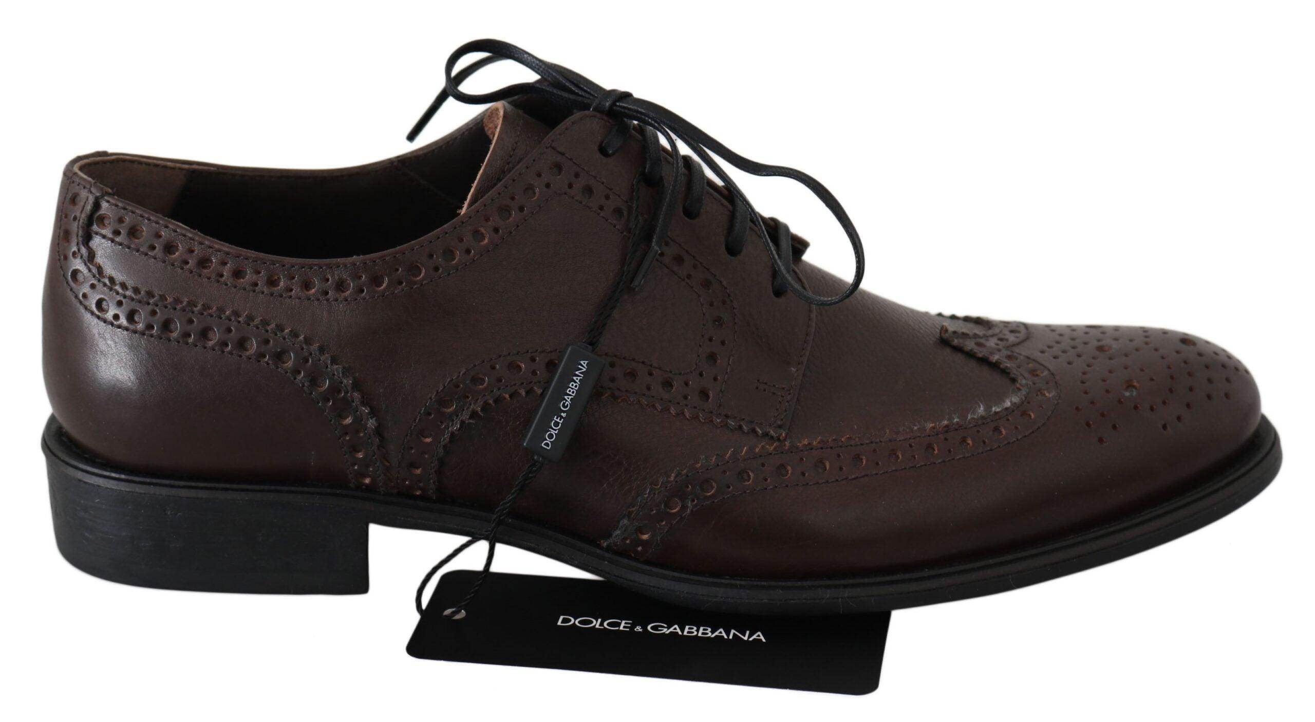 Dolce & Gabbana Elegant Brown Leather Derby Brogues - Hilstor