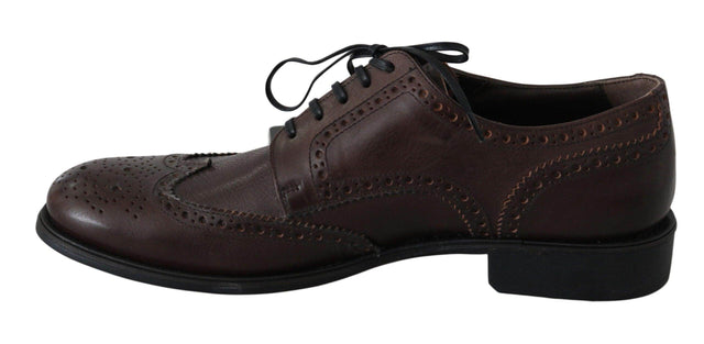 Dolce & Gabbana Elegant Brown Leather Derby Brogues - Hilstor