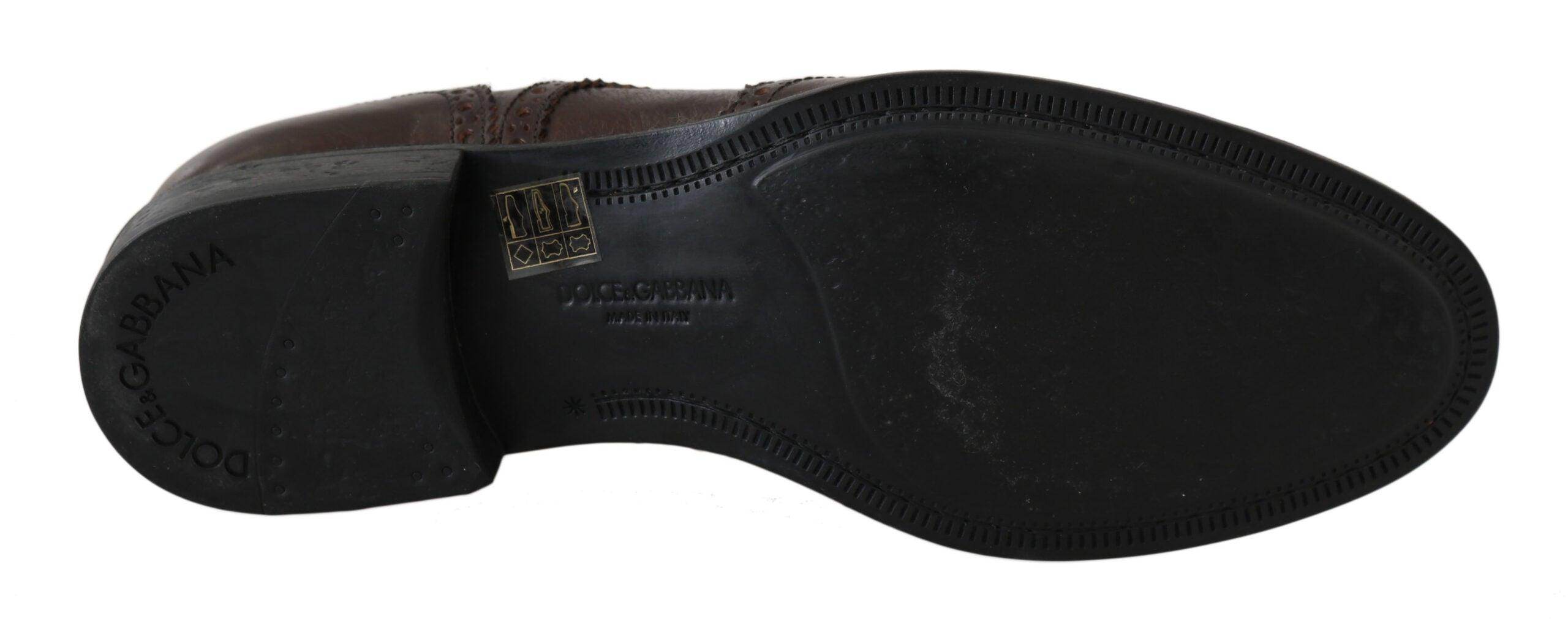 Dolce & Gabbana Elegant Brown Leather Derby Brogues - Hilstor