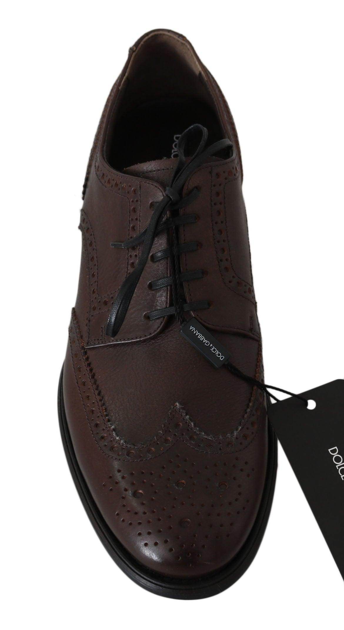 Dolce & Gabbana Elegant Brown Leather Derby Brogues - Hilstor