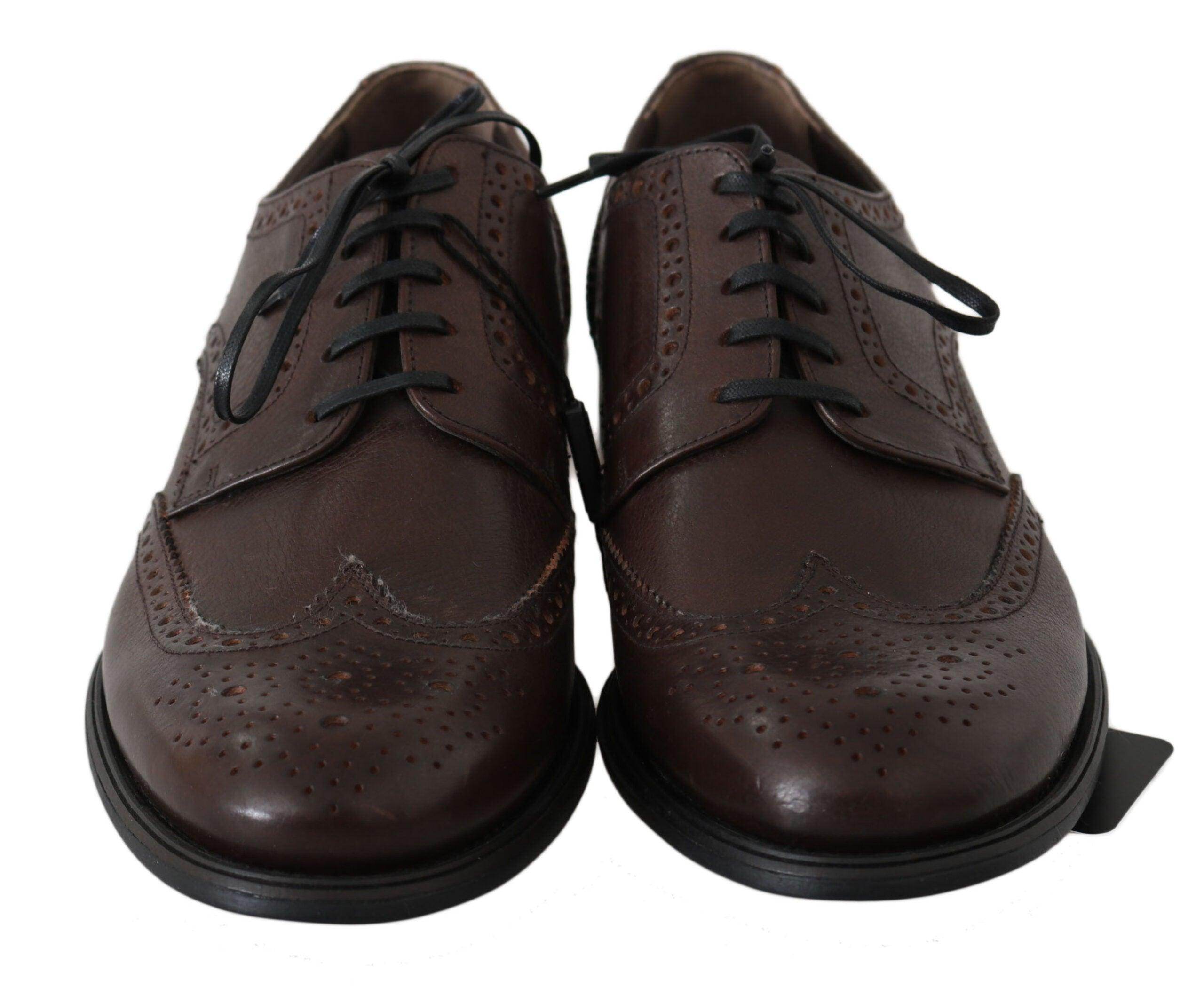 Dolce & Gabbana Elegant Brown Leather Derby Brogues - Hilstor