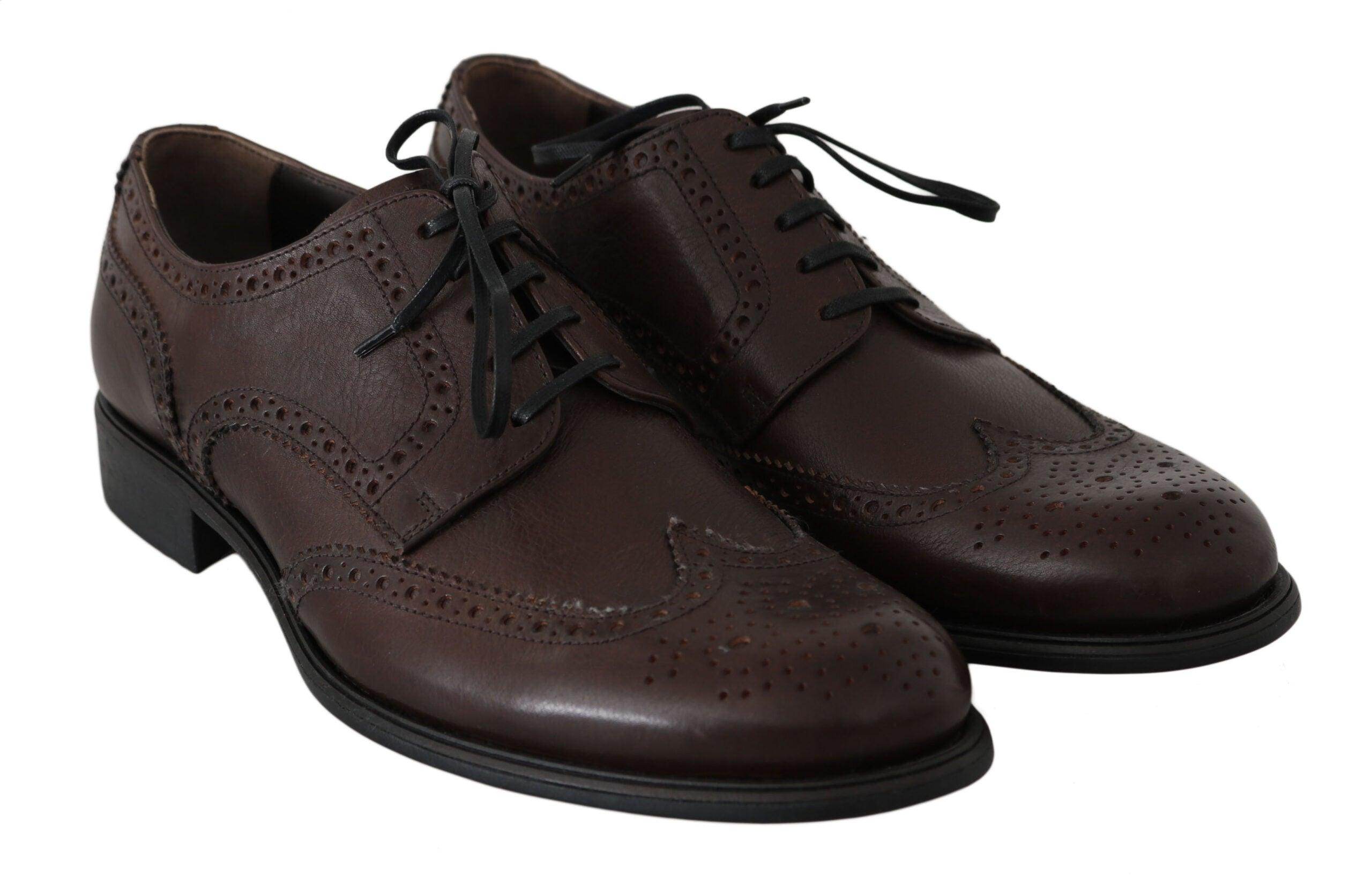 Dolce & Gabbana Elegant Brown Leather Derby Brogues - Hilstor