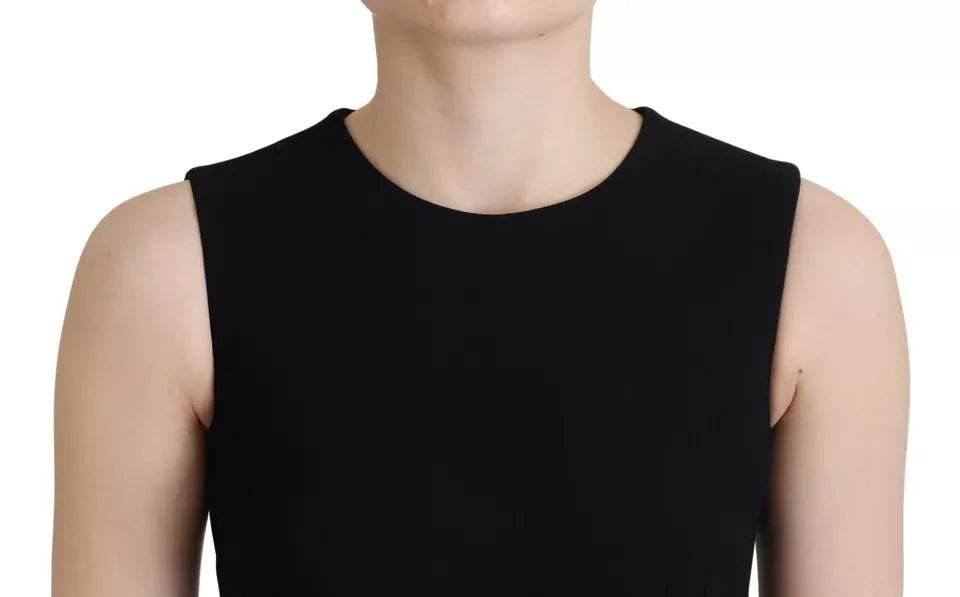 Dolce & Gabbana Black Dress Sheath Flare Viscose Dress - Hilstor