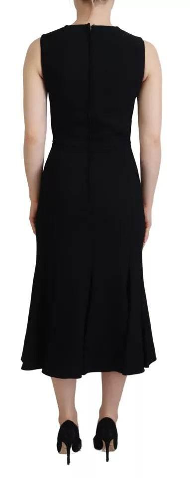 Dolce & Gabbana Black Dress Sheath Flare Viscose Dress - Hilstor