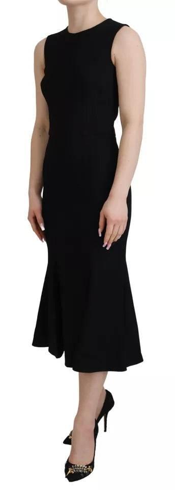 Dolce & Gabbana Black Dress Sheath Flare Viscose Dress - Hilstor