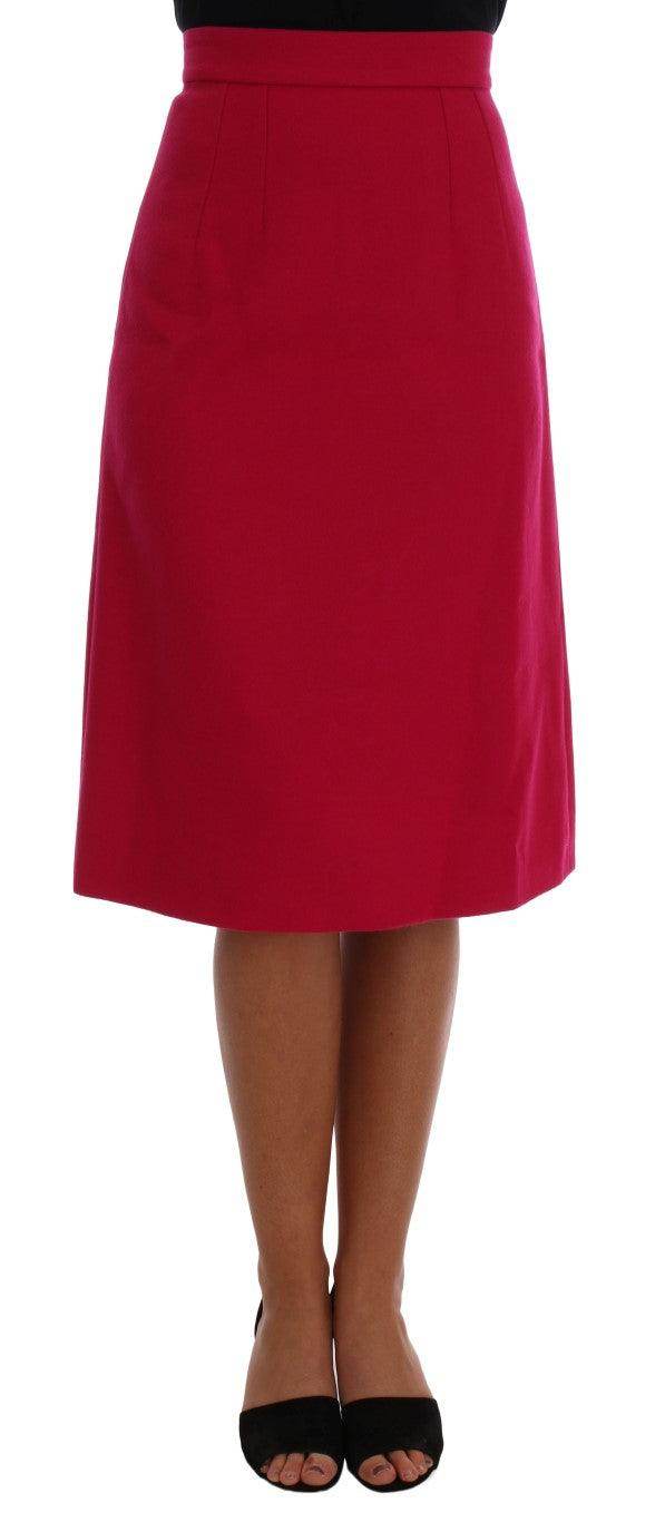 Dolce & Gabbana Elegant Pink Wool A-Line Knee-Length Skirt - Hilstor