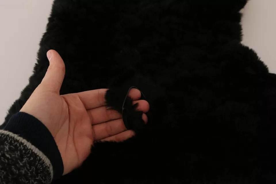 Dolce & Gabbana Black Silver Fox Fur Cashmere Hooded Scarf - Hilstor