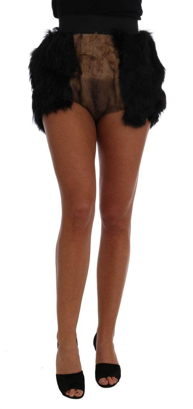 Dolce & Gabbana Exquisite Black Mink Fur Mini Shorts - Hilstor