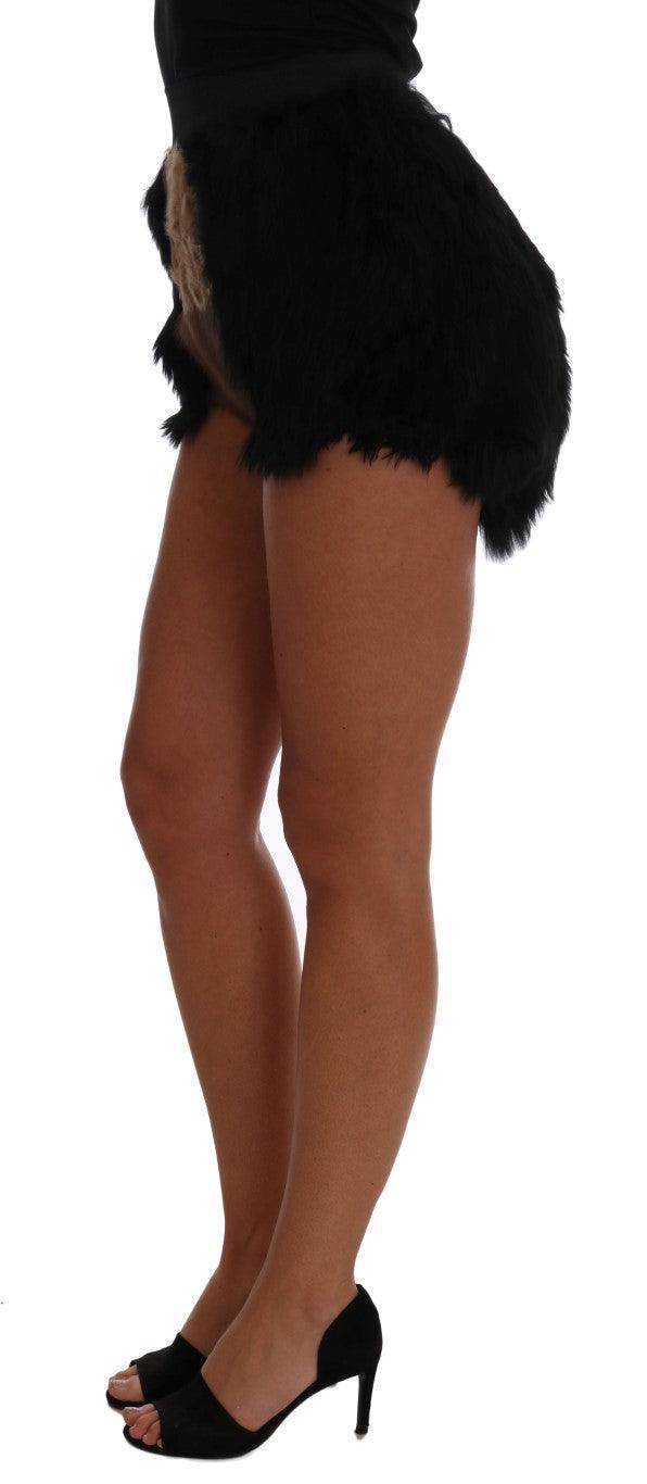 Dolce & Gabbana Exquisite Black Mink Fur Mini Shorts - Hilstor