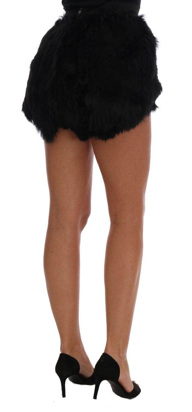 Dolce & Gabbana Exquisite Black Mink Fur Mini Shorts - Hilstor