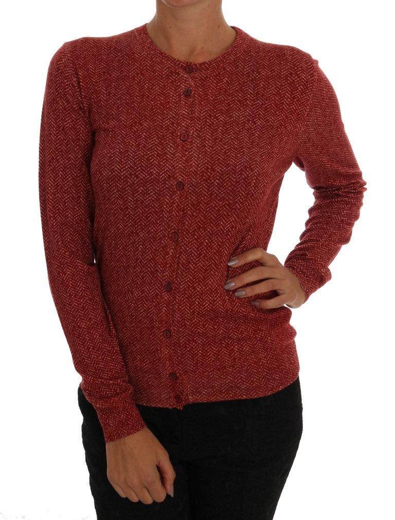 Dolce & Gabbana Red Wool Cardigan Sweater - Hilstor