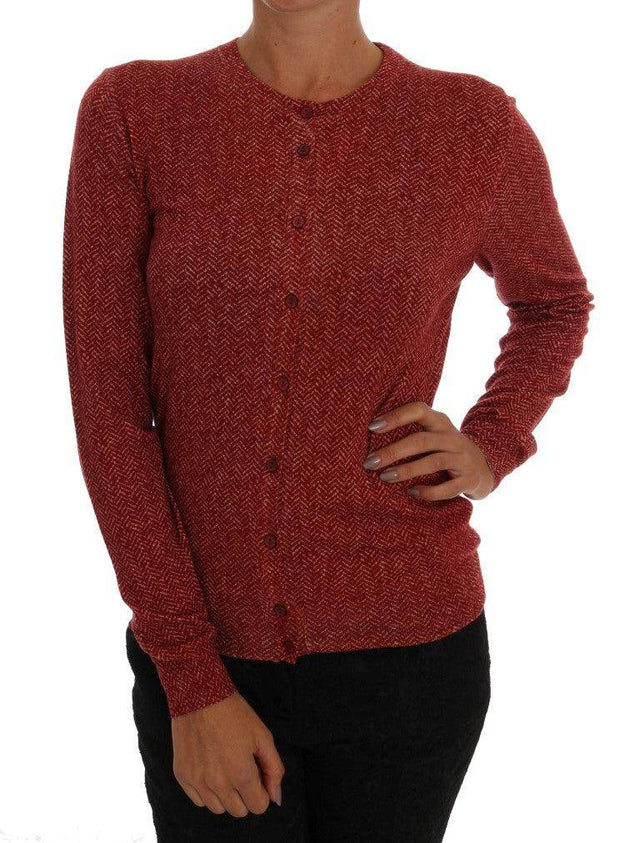Dolce & Gabbana Red Wool Cardigan Sweater - Hilstor