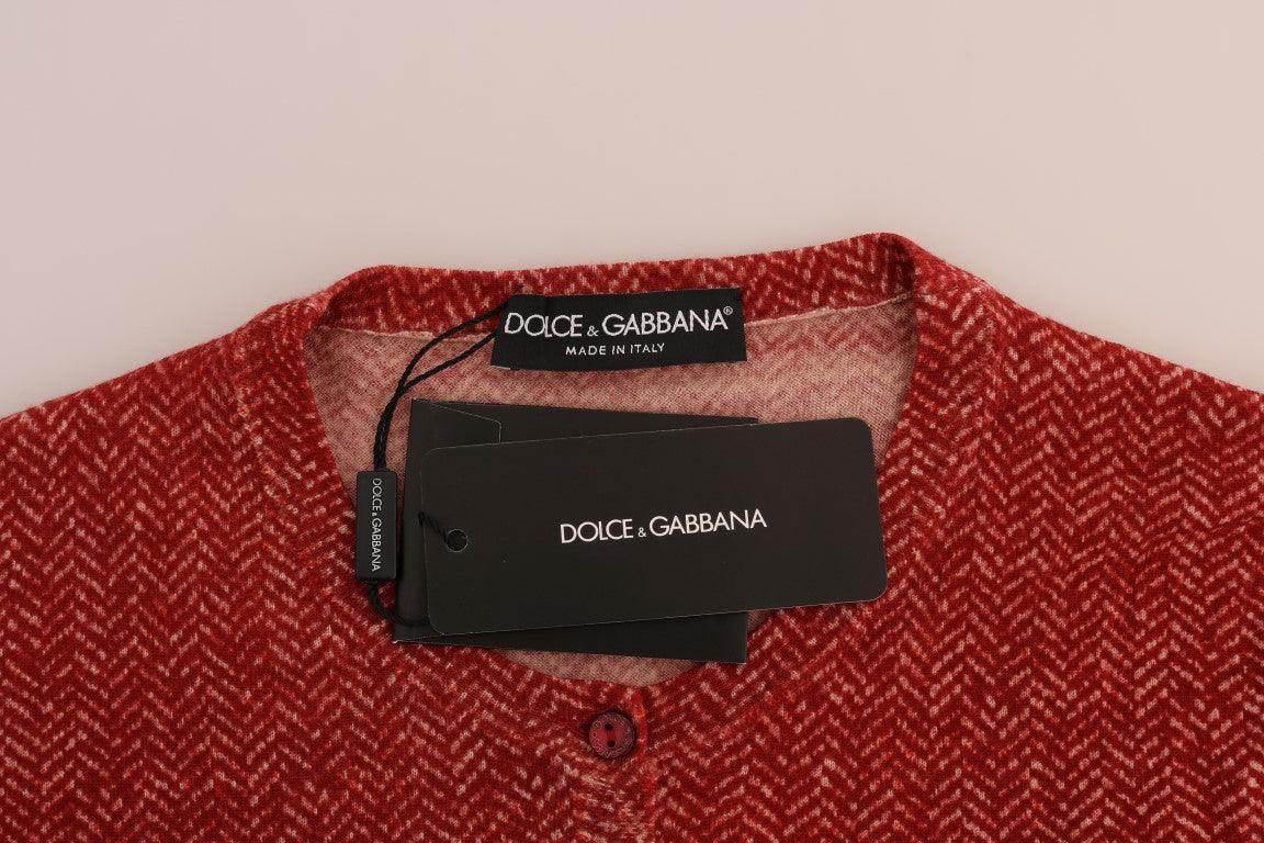 Dolce & Gabbana Red Wool Cardigan Sweater - Hilstor