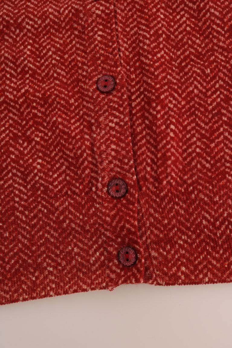Dolce & Gabbana Red Wool Cardigan Sweater - Hilstor