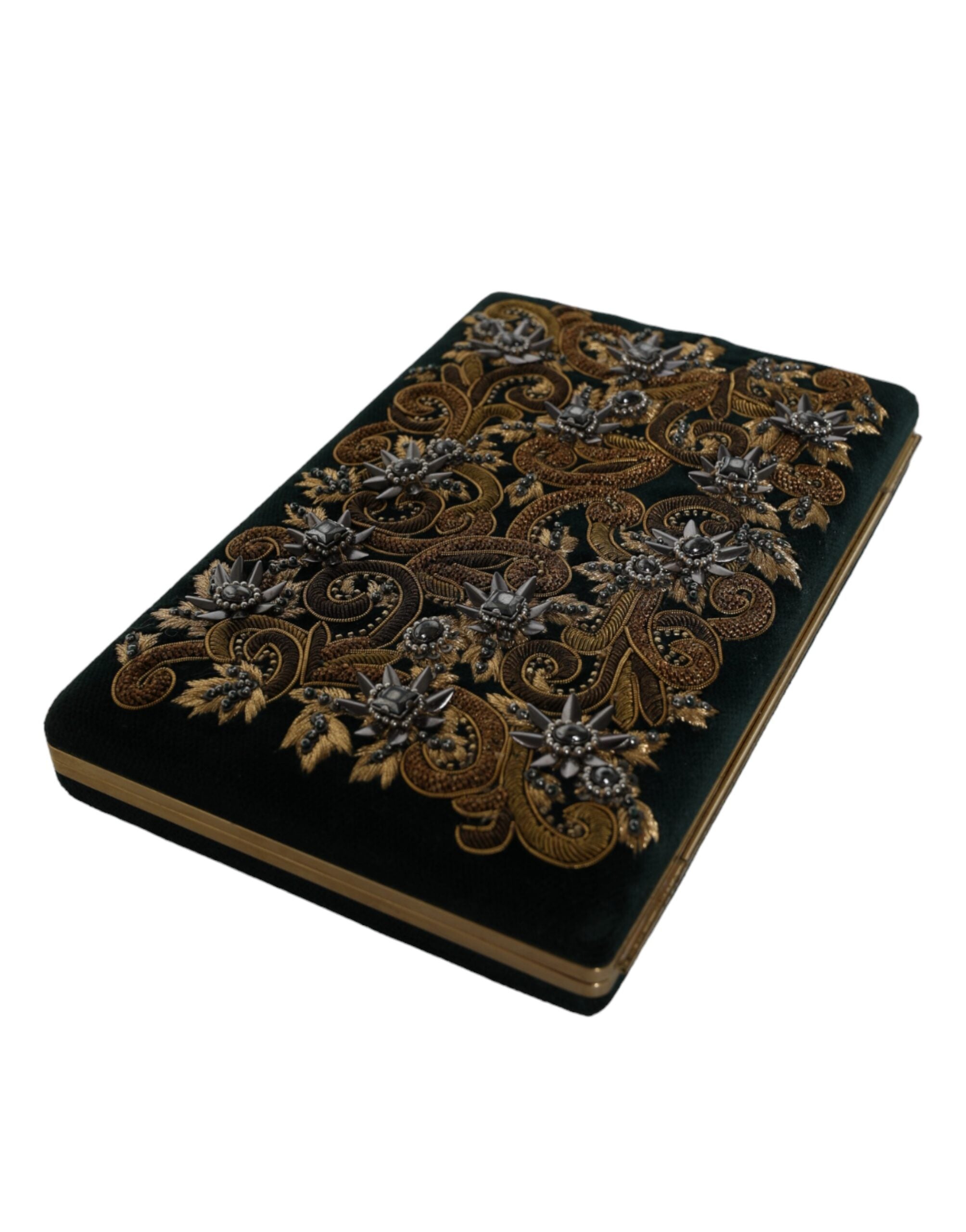 Dolce &amp; Gabbana sort fløjl guldramme clutch aftenfest pung taske