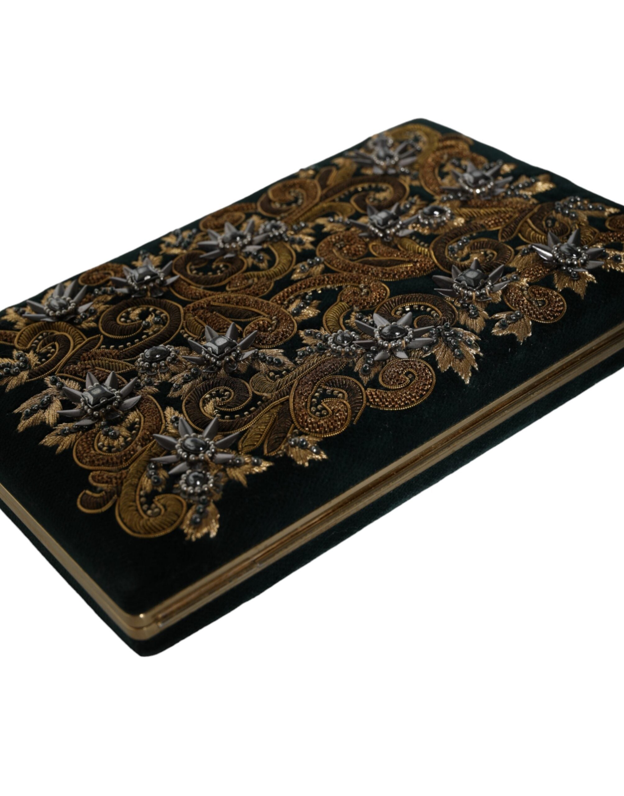 Dolce &amp; Gabbana sort fløjl guldramme clutch aftenfest pung taske