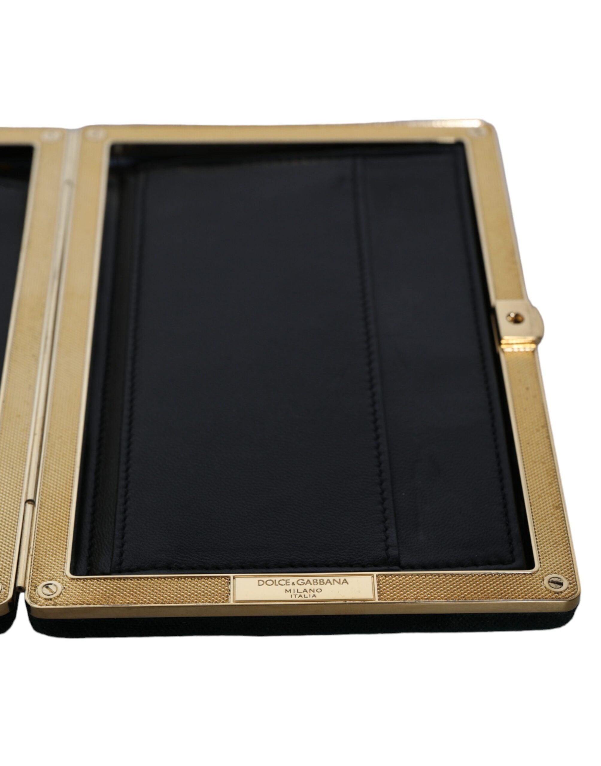 Dolce &amp; Gabbana sort fløjl guldramme clutch aftenfest pung taske