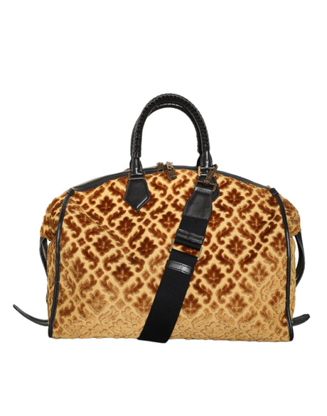 Dolce & Gabbana Beige Velvet Top Handle Shoulder Duffle Women Bag - Hilstor