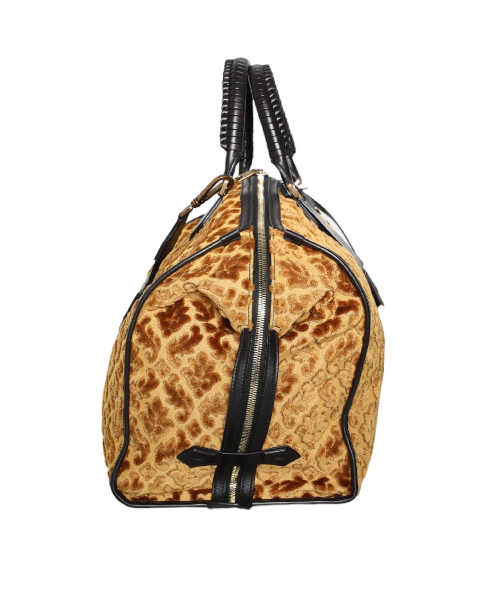 Dolce & Gabbana Beige Velvet Top Handle Shoulder Duffle Women Bag - Hilstor