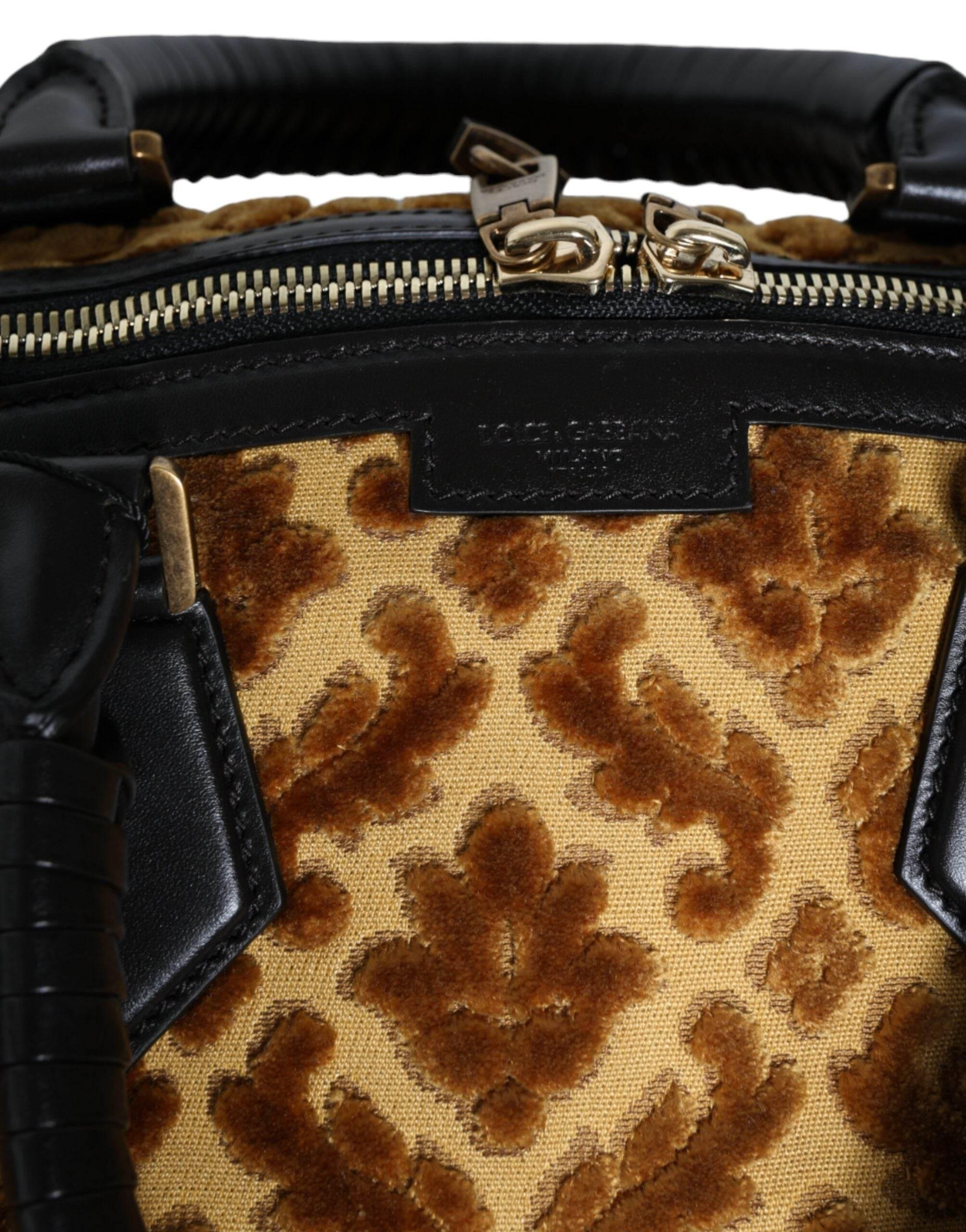Dolce & Gabbana Beige Velvet Top Handle Shoulder Duffle Women Bag - Hilstor