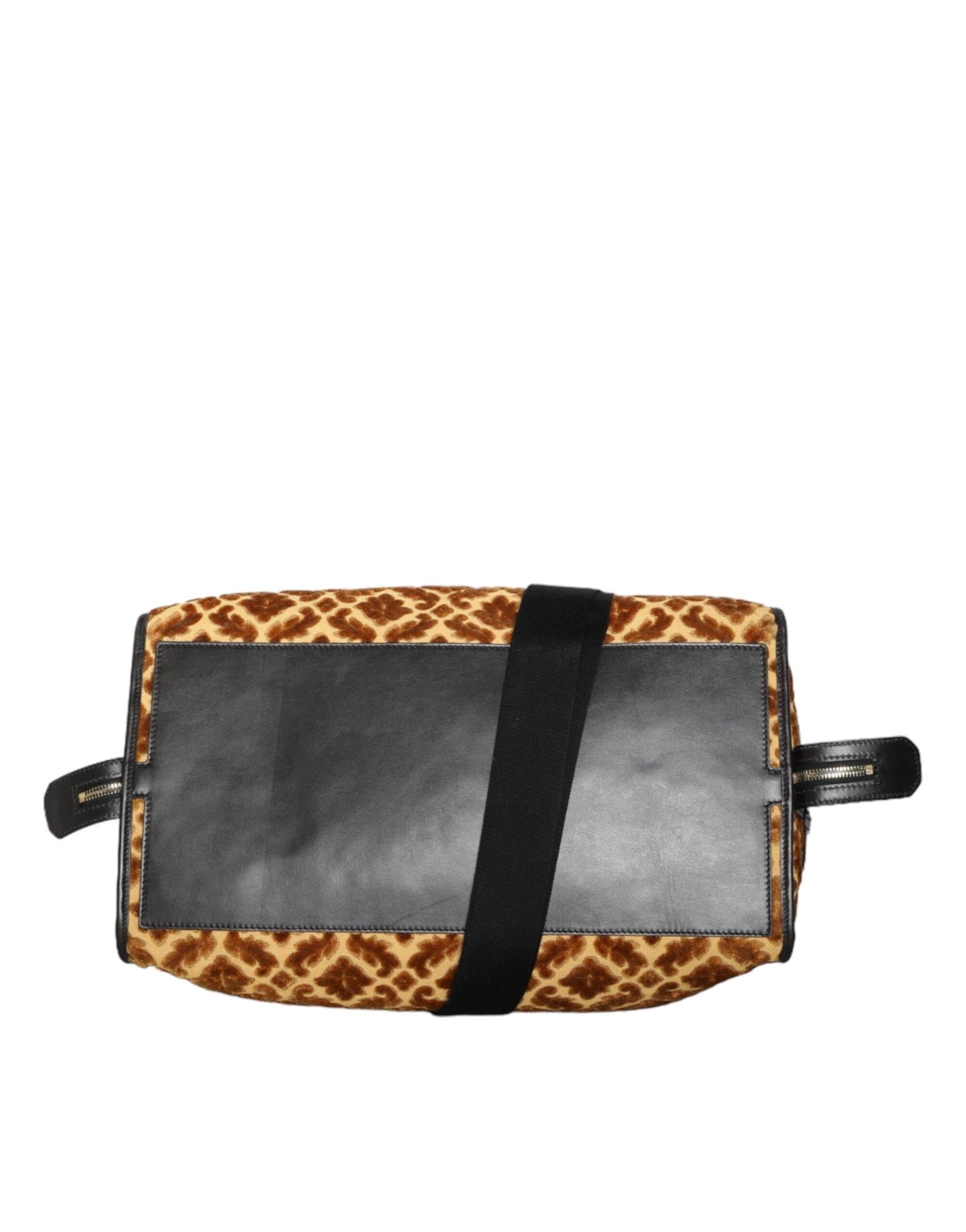 Dolce & Gabbana Beige Velvet Top Handle Shoulder Duffle Women Bag - Hilstor