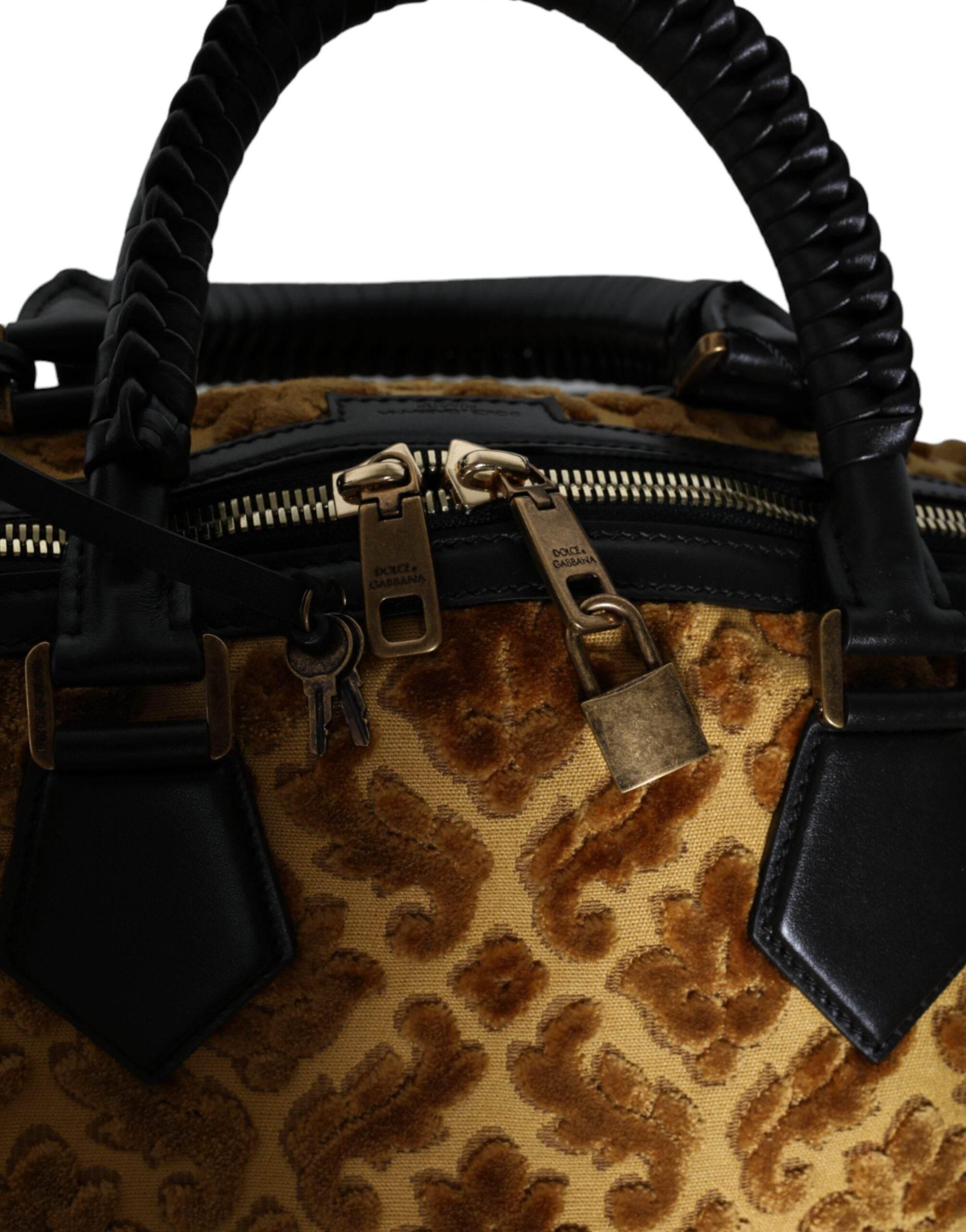 Dolce & Gabbana Beige Velvet Top Handle Shoulder Duffle Women Bag - Hilstor