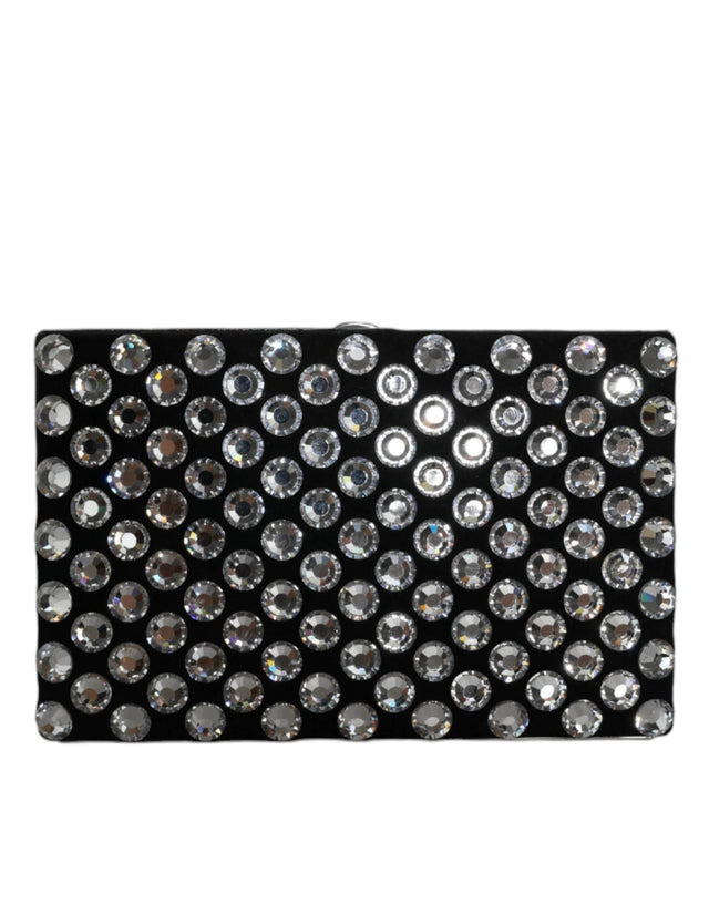 Dolce & Gabbana Black Velvet Crystal Clutch Evening Party Purse Bag - Hilstor