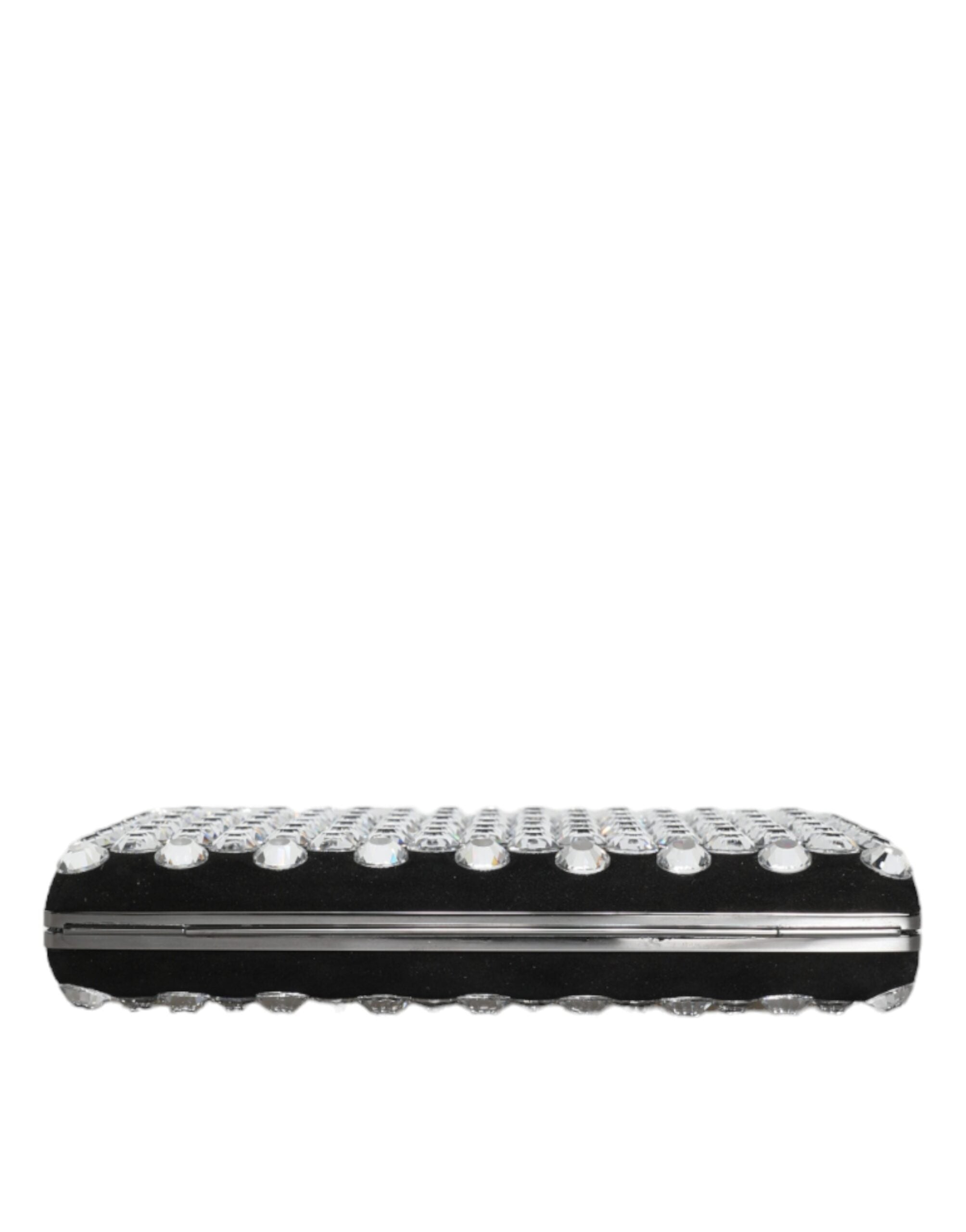 Dolce &amp; Gabbana Black Velvet Crystal Clutch Evening Party Pung Taske