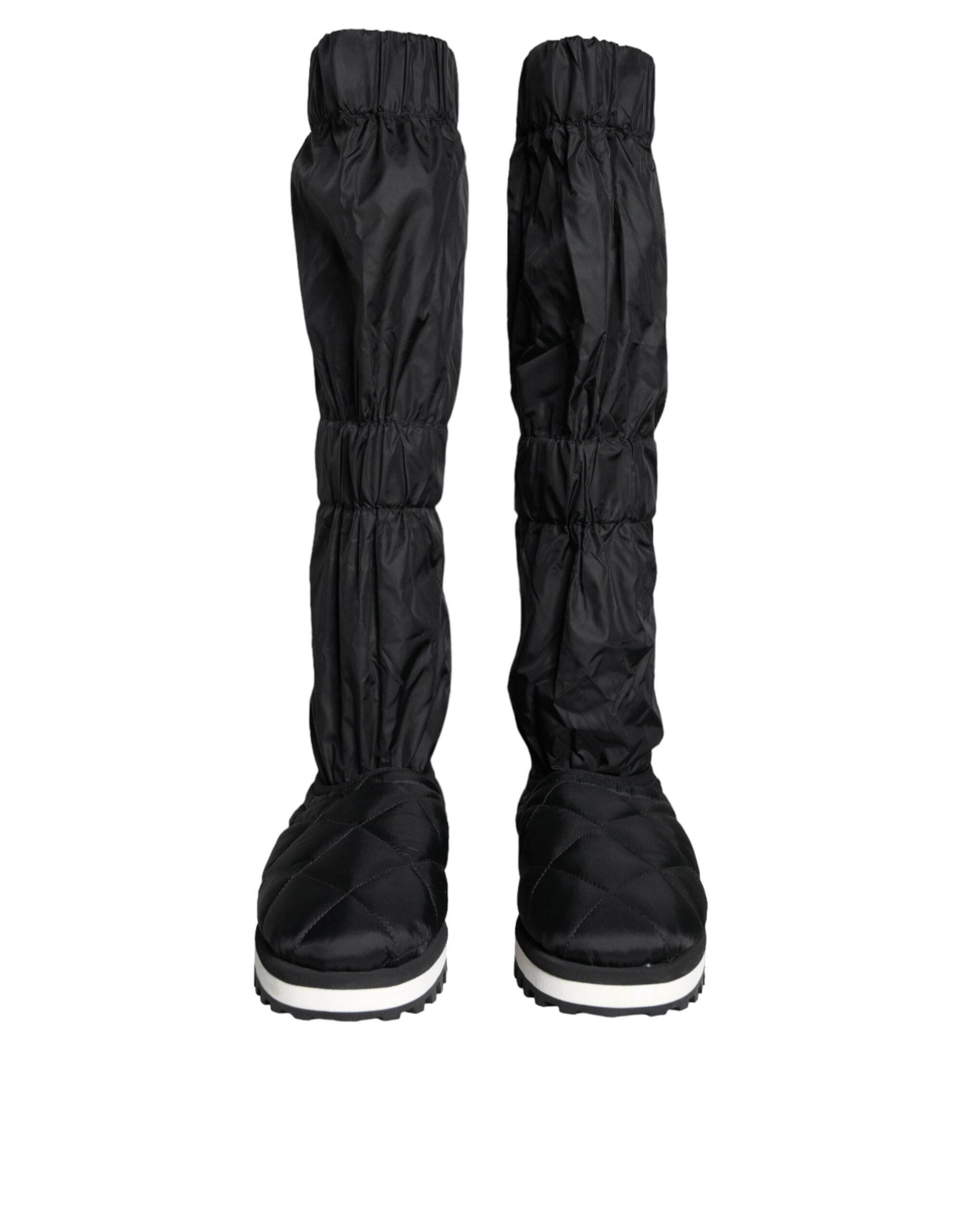 Dolce & Gabbana Black Quilted High Top Boots Sneakers Shoes - Hilstor