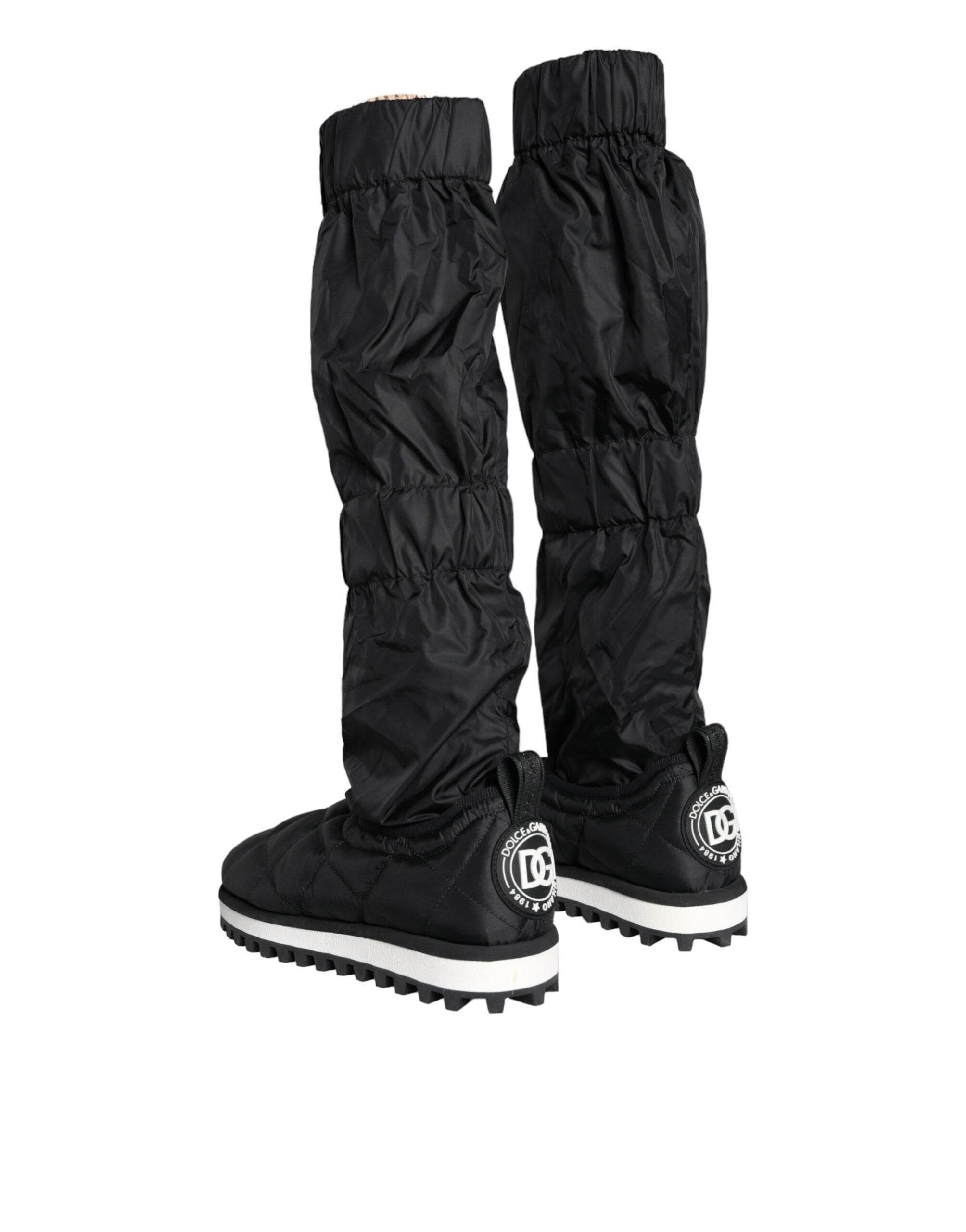 Dolce & Gabbana Black Quilted High Top Boots Sneakers Shoes - Hilstor