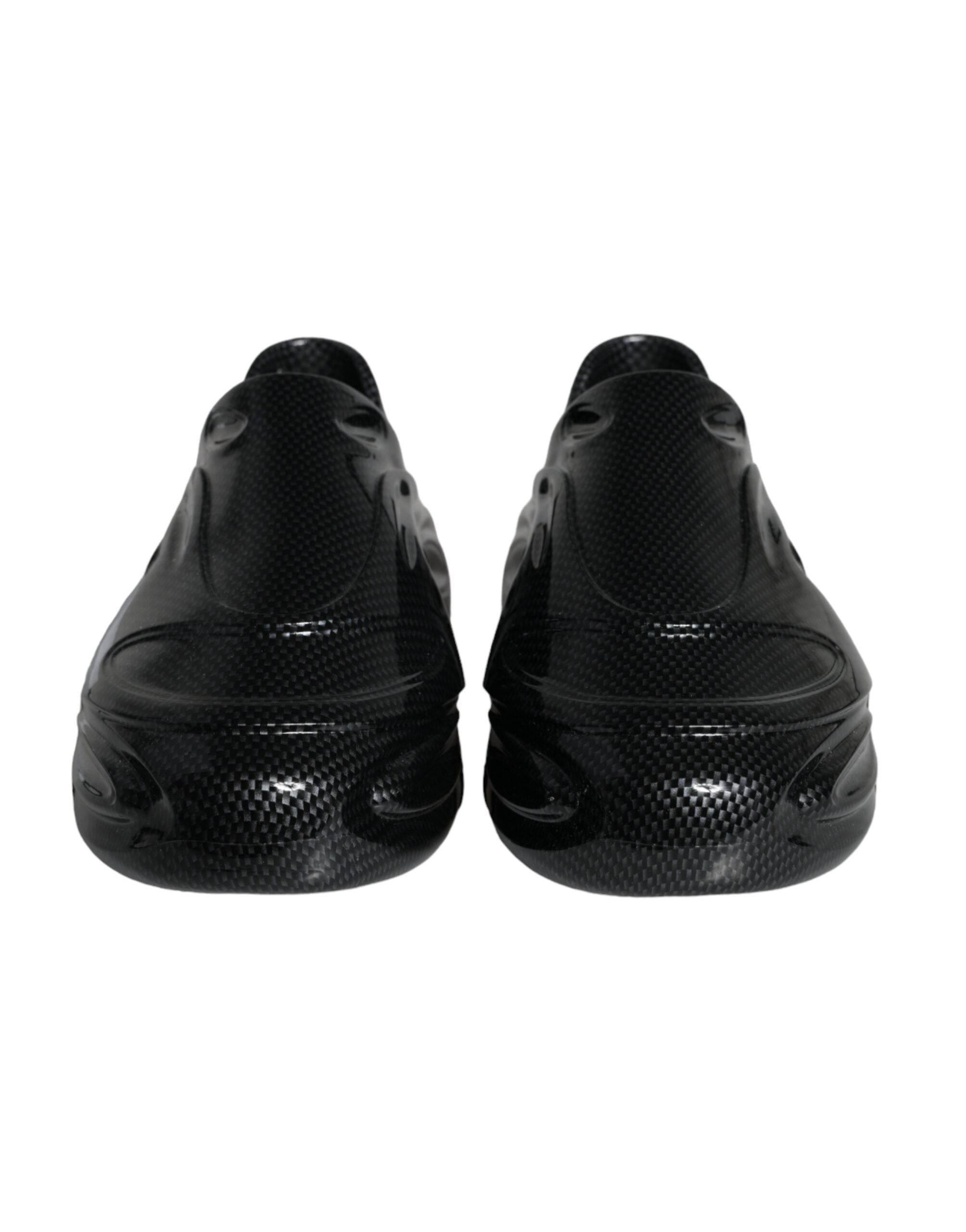 Dolce & Gabbana Black Foiled Rubber Toy Low Top Men Sneakers Shoes - Hilstor