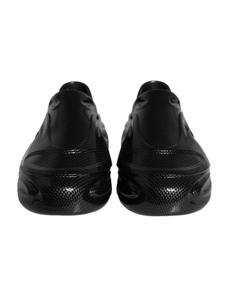Dolce & Gabbana Black Foiled Rubber Toy Low Top Men Sneakers Shoes - Hilstor