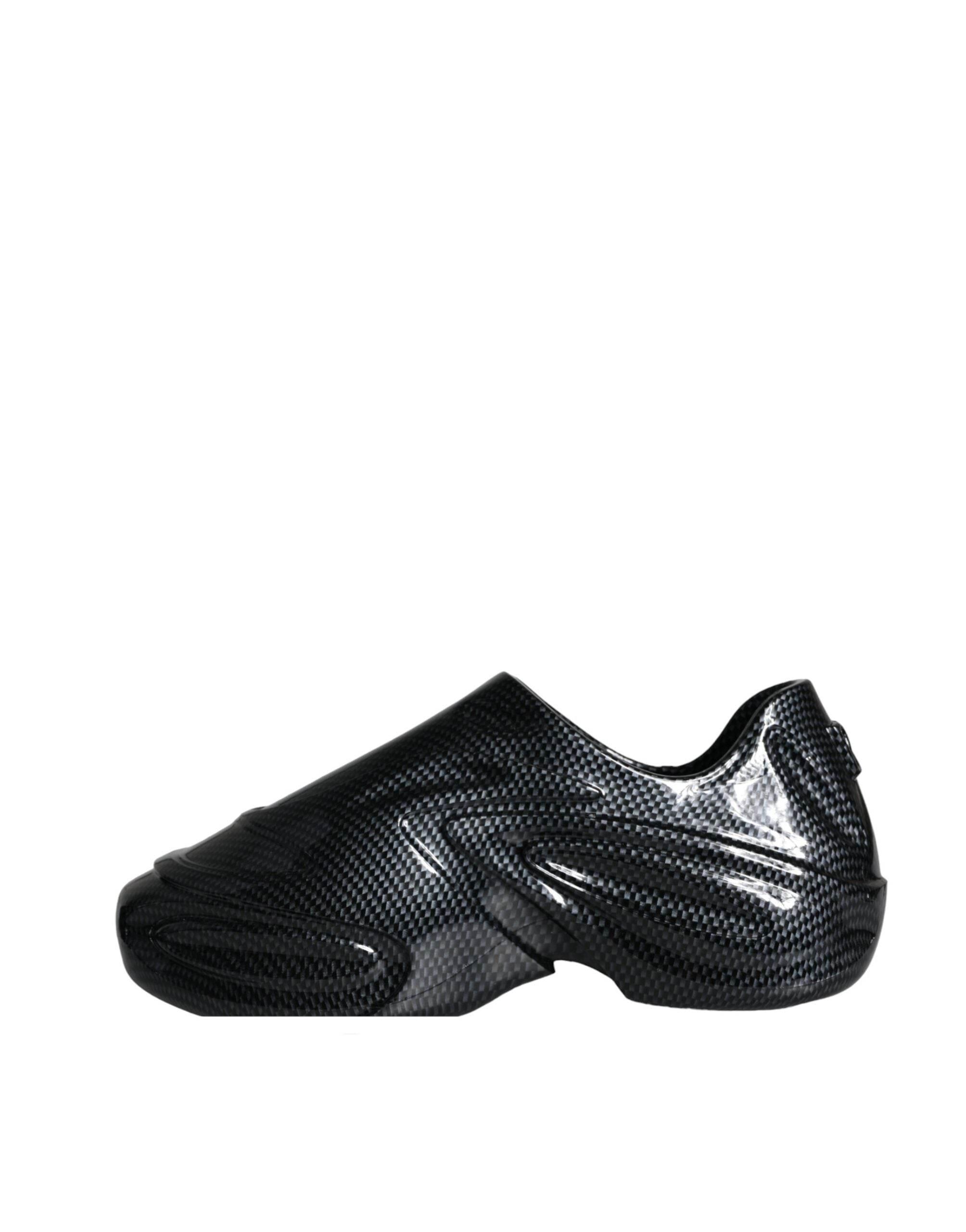Dolce & Gabbana Black Foiled Rubber Toy Low Top Men Sneakers Shoes - Hilstor