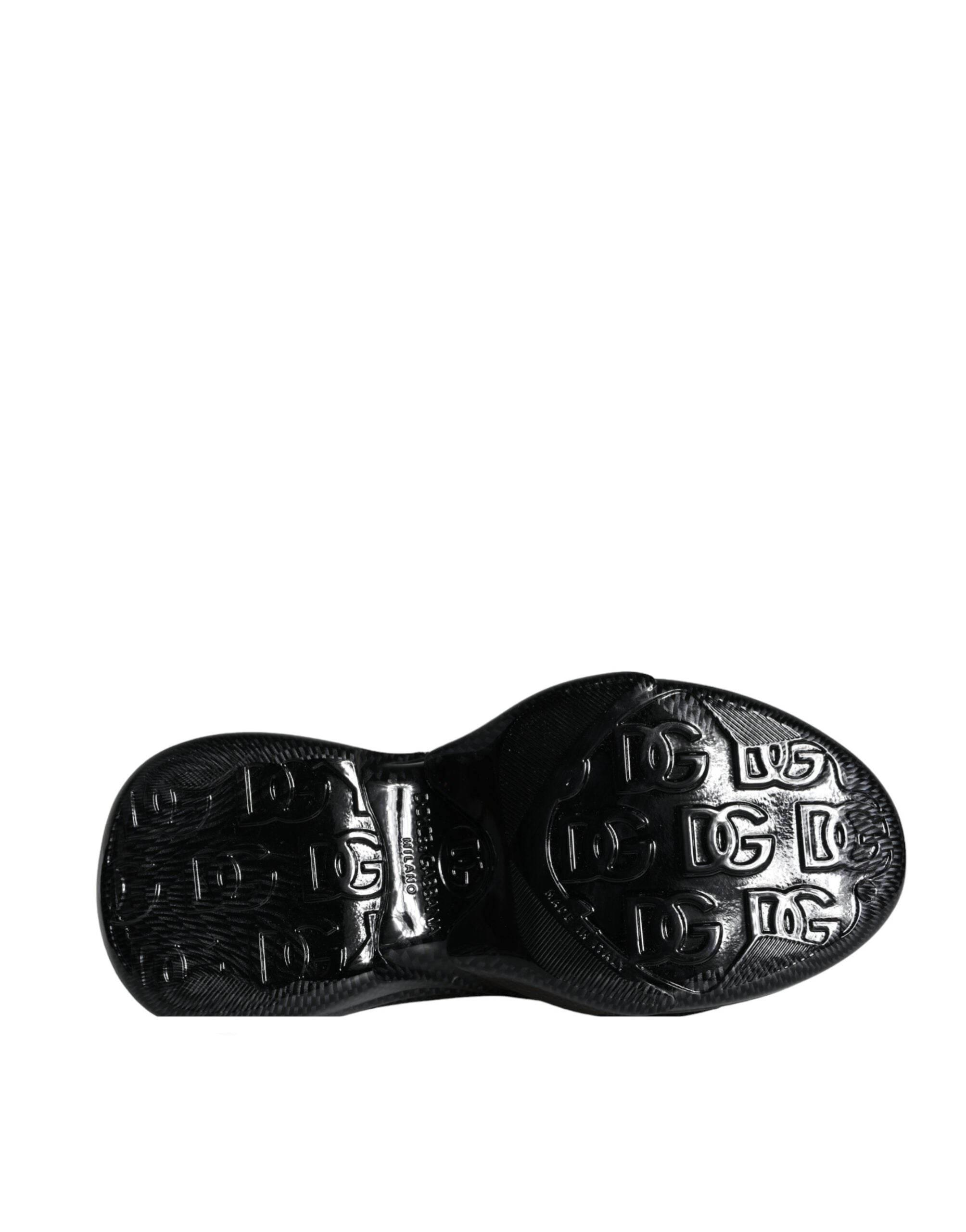 Dolce & Gabbana Black Foiled Rubber Toy Low Top Men Sneakers Shoes - Hilstor