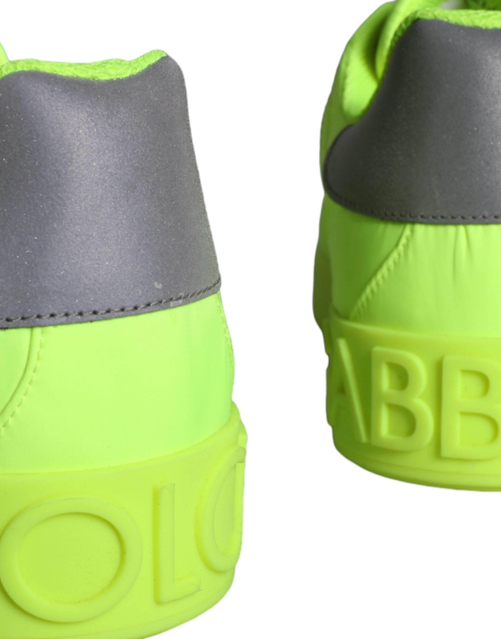 Dolce & Gabbana Neon Green Logo Tape Low Top Sneakers Shoes - Hilstor