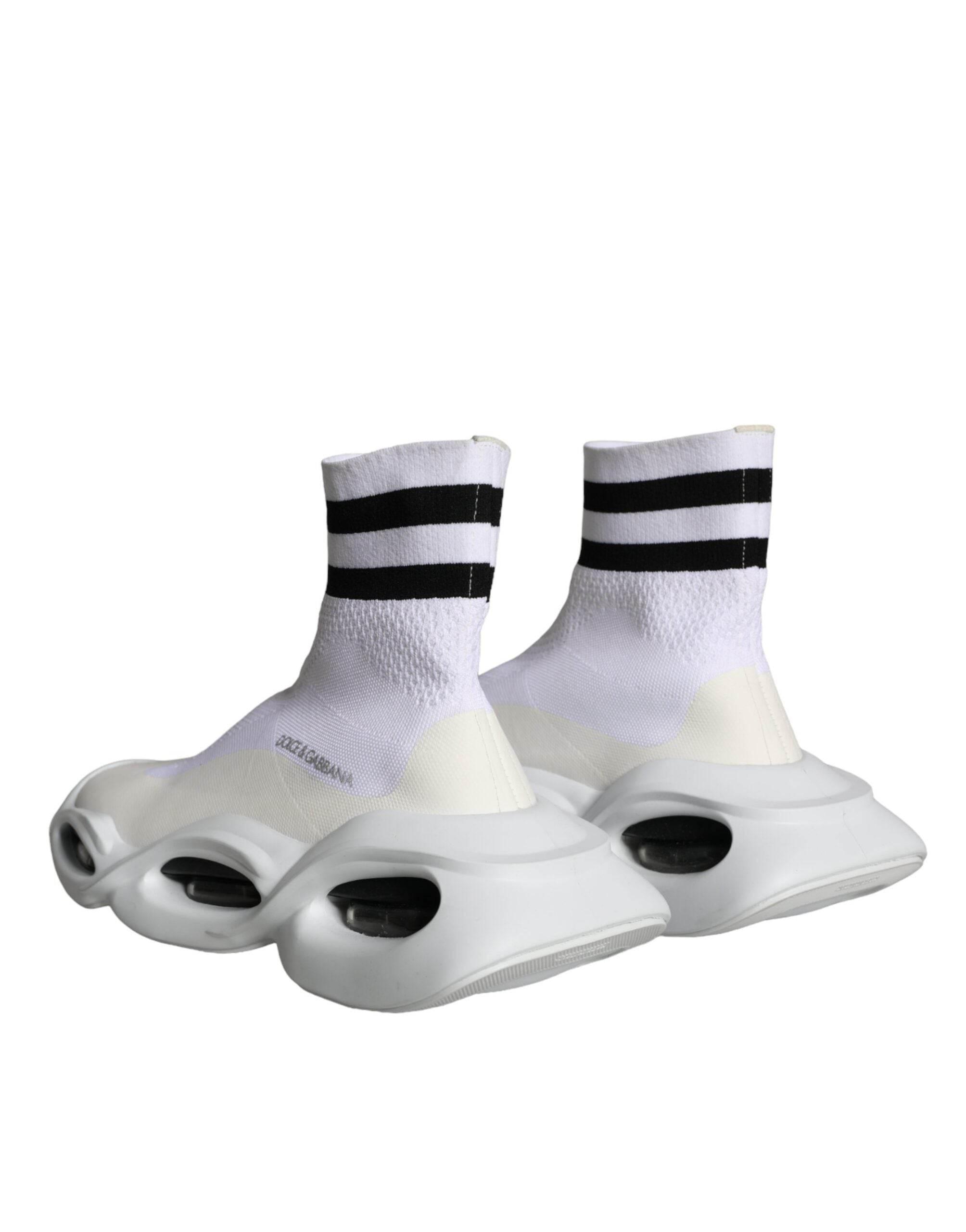 Dolce & Gabbana White Black Slip On Wave Socks Sneakers Shoes - Hilstor