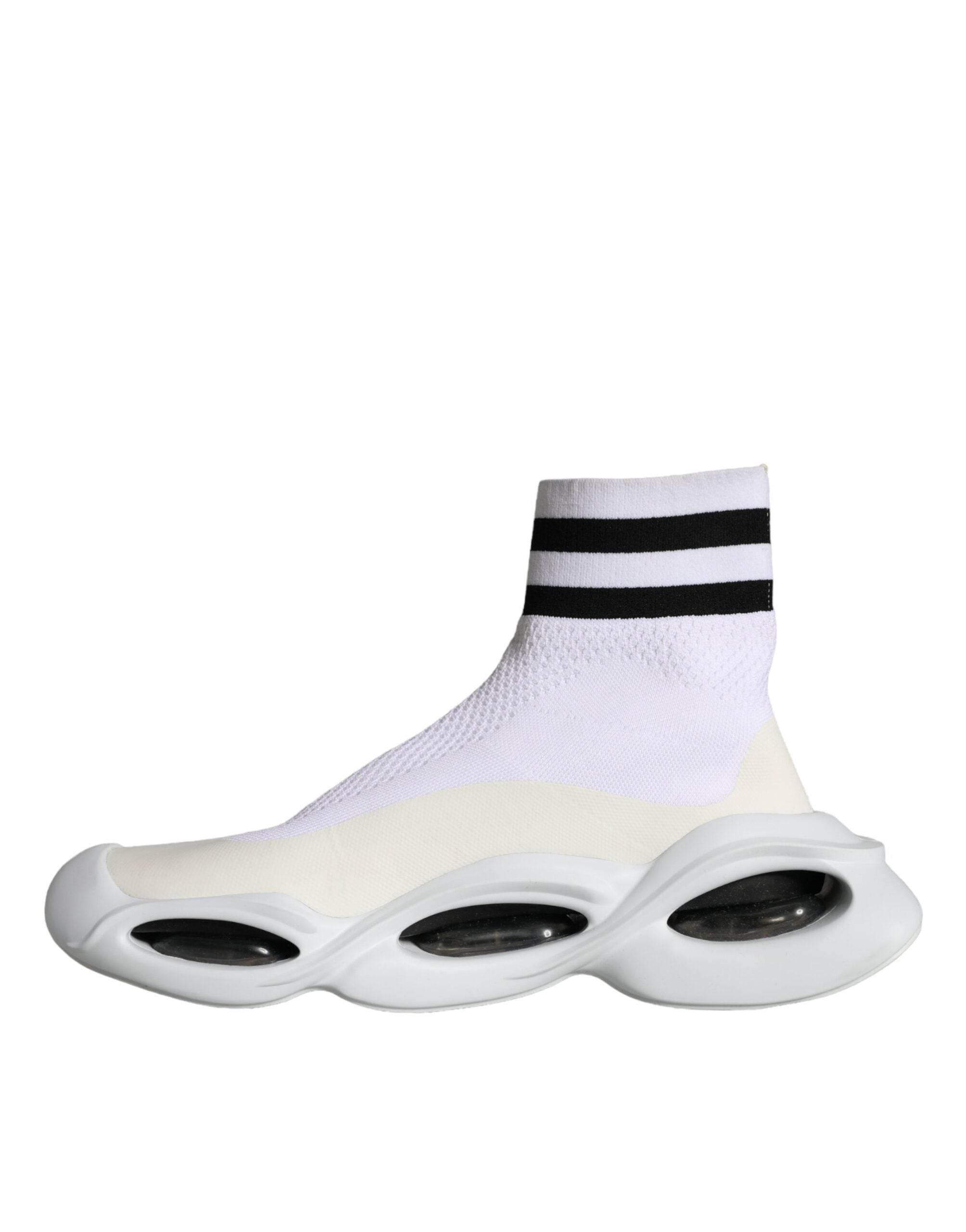 Dolce & Gabbana White Black Slip On Wave Socks Sneakers Shoes - Hilstor