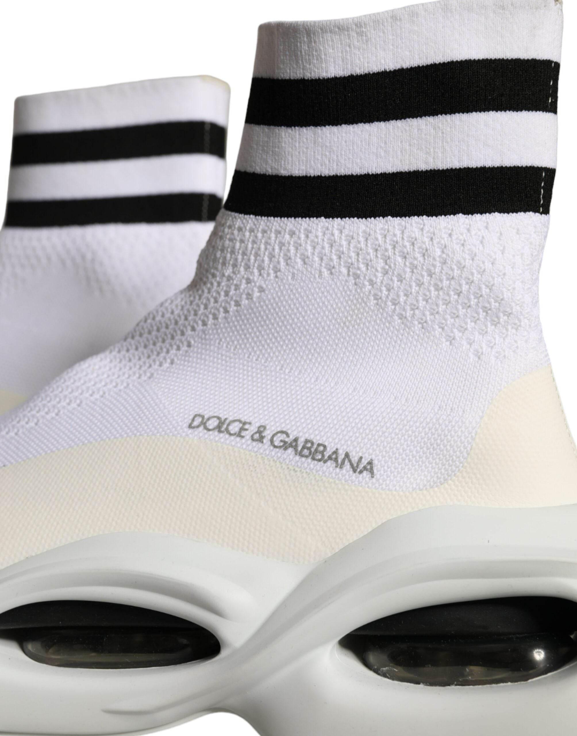 Dolce & Gabbana White Black Slip On Wave Socks Sneakers Shoes - Hilstor