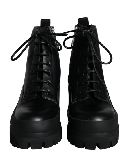 Dolce & Gabbana Black Lace Up Trekking Ankle Boots Men Shoes - Hilstor
